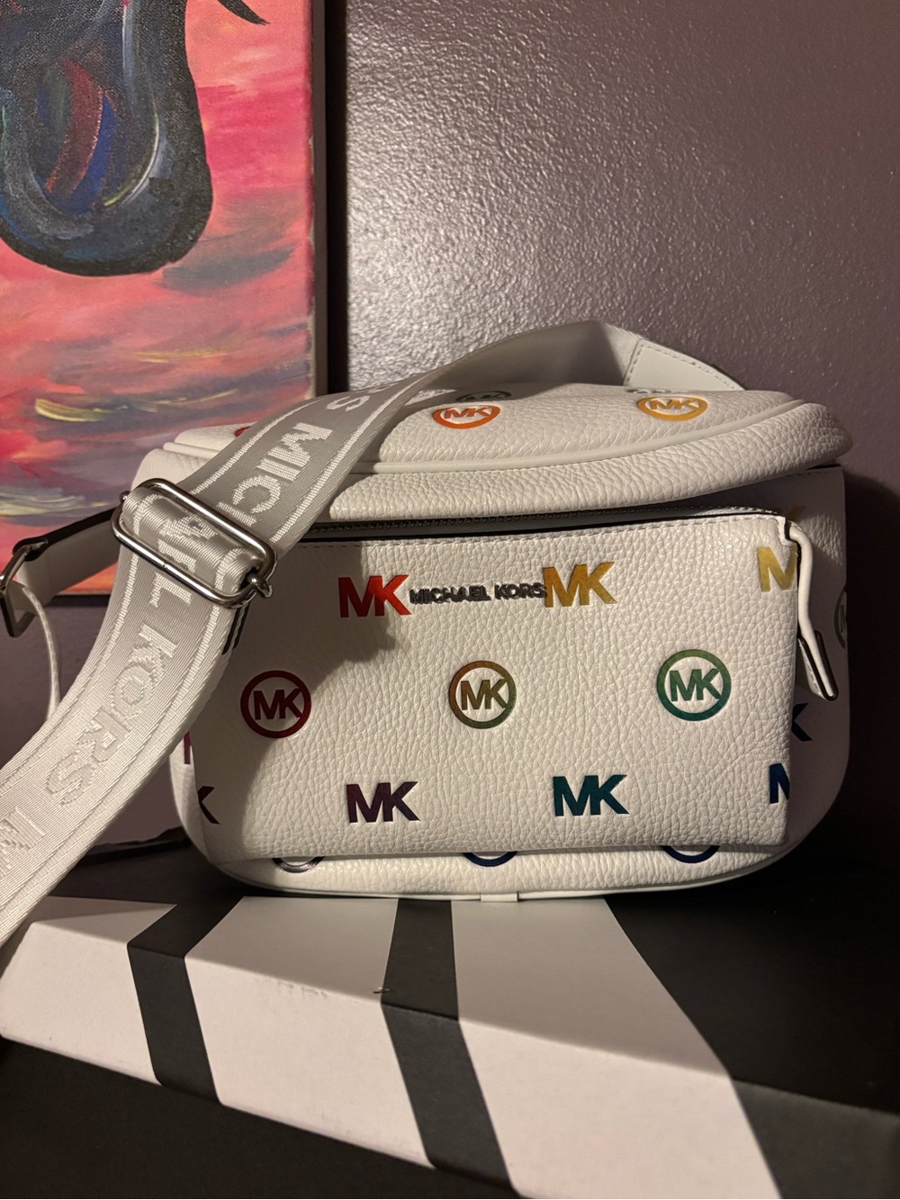 Michael Kors Slater Medium Rainbow Logo Embossed Sling Pack